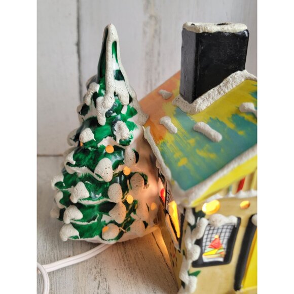 Dept 56 vintage yellow dickens house tree xmas Home decor village accessory - Picture 3 of 9